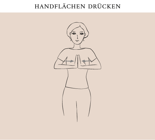 Übung für die Brust: Handflächen drücken 